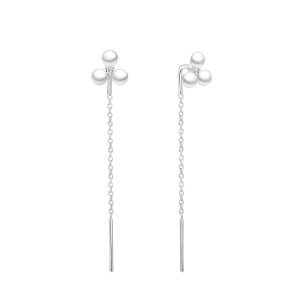 Cercei lungi din argint cu lănțișor perle naturale albe și cristal DiAmanti SK25491E_W (Argint 925‰ 0,8 g.)